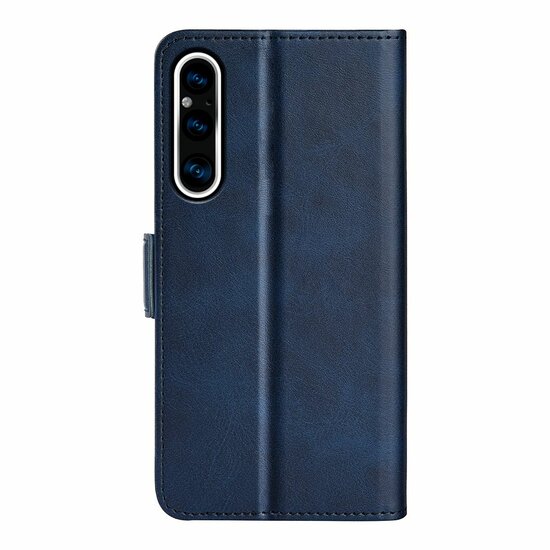 Sony Xperia 1 V Hoesje - MobyDefend Luxe Wallet Book Case (Sluiting Zijkant) - Blauw