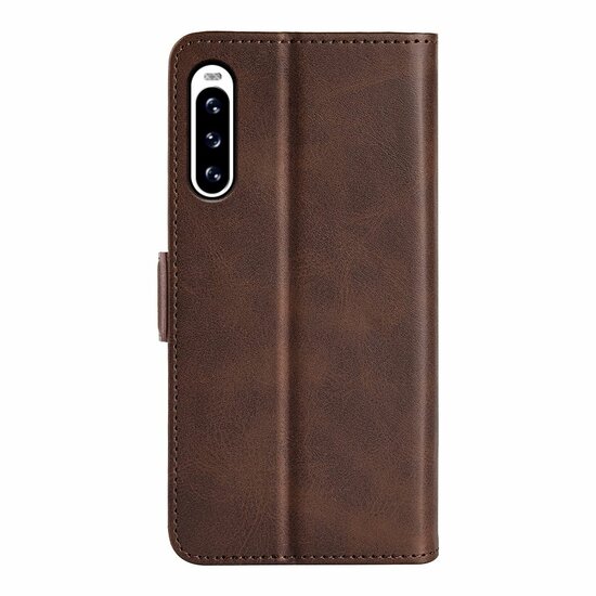 Sony Xperia 10 V Hoesje - MobyDefend Luxe Wallet Book Case (Sluiting Zijkant) - Bruin