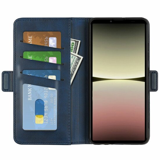 Sony Xperia 10 V Hoesje, MobyDefend Luxe Wallet Book Case (Sluiting Zijkant), Blauw