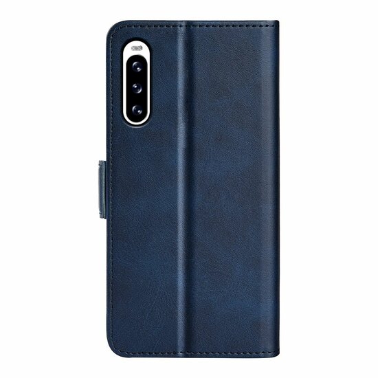 Sony Xperia 10 V Hoesje - MobyDefend Luxe Wallet Book Case (Sluiting Zijkant) - Blauw