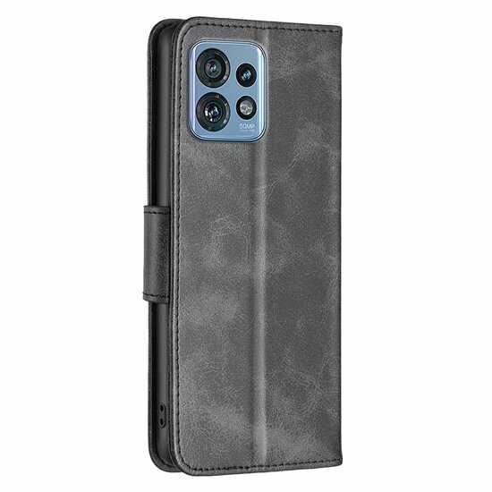 Motorola Edge 40 Pro Hoesje, MobyDefend Wallet Book Case Met Koord, Zwart