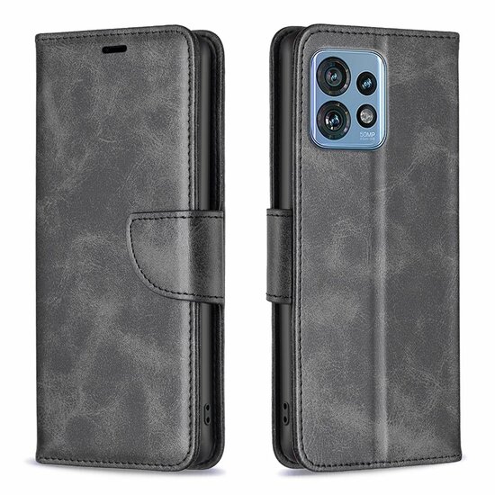 Motorola Edge 40 Pro Hoesje, MobyDefend Wallet Book Case Met Koord, Zwart