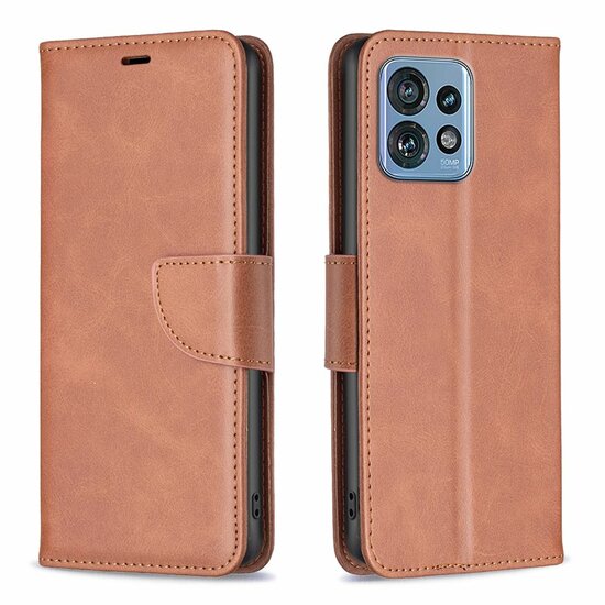 Motorola Edge 40 Pro Hoesje - MobyDefend Wallet Book Case Met Koord - Bruin