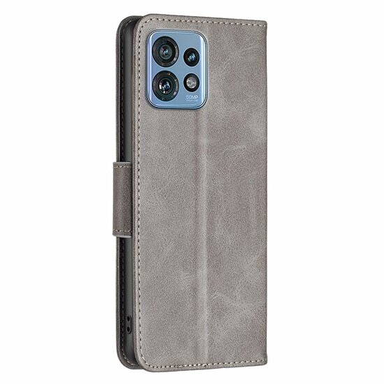 Motorola Edge 40 Pro Hoesje, MobyDefend Wallet Book Case Met Koord, Grijs