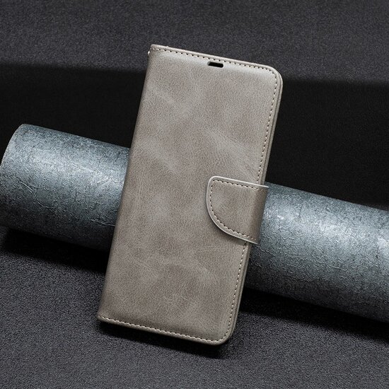 Motorola Edge 40 Pro Hoesje - MobyDefend Wallet Book Case Met Koord - Grijs