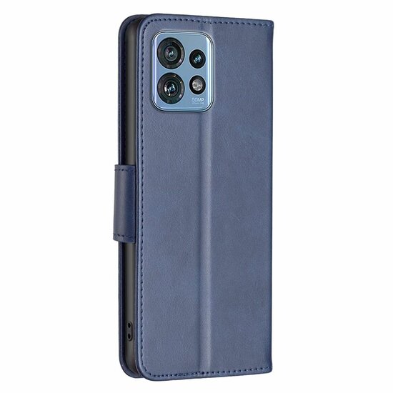 Motorola Edge 40 Pro Hoesje - MobyDefend Wallet Book Case Met Koord - Blauw