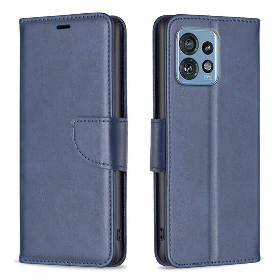 Motorola Edge 40 Pro Hoesje - MobyDefend Wallet Book Case Met Koord - Blauw