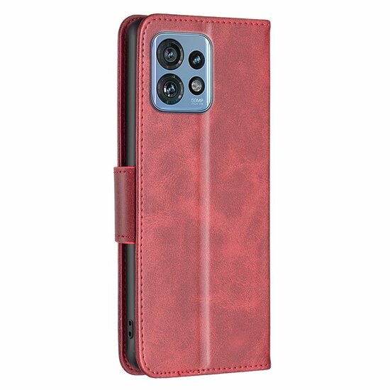 Motorola Edge 40 Pro Hoesje, MobyDefend Wallet Book Case Met Koord, Rood