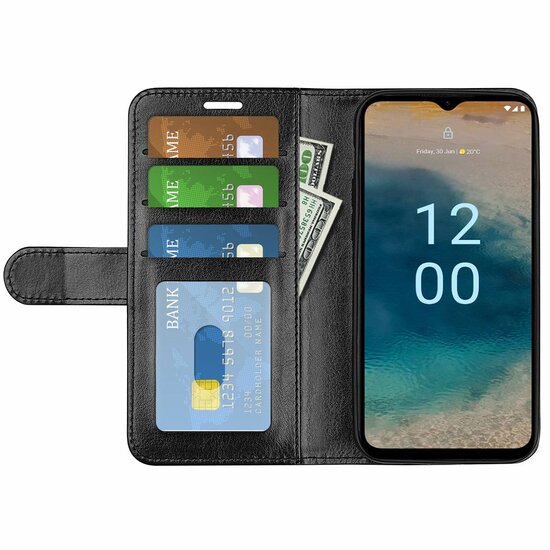 Nokia G22 Hoesje, MobyDefend Wallet Book Case (Sluiting Achterkant), Zwart