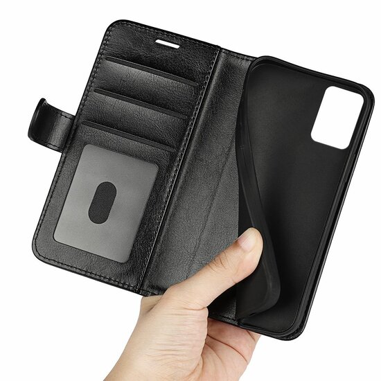 Nokia G22 Hoesje, MobyDefend Wallet Book Case (Sluiting Achterkant), Zwart