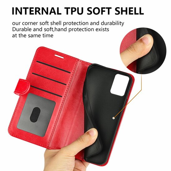 Nokia G22 Hoesje - MobyDefend Wallet Book Case (Sluiting Achterkant) - Rood