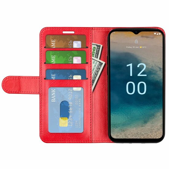 Nokia G22 Hoesje, MobyDefend Wallet Book Case (Sluiting Achterkant), Rood