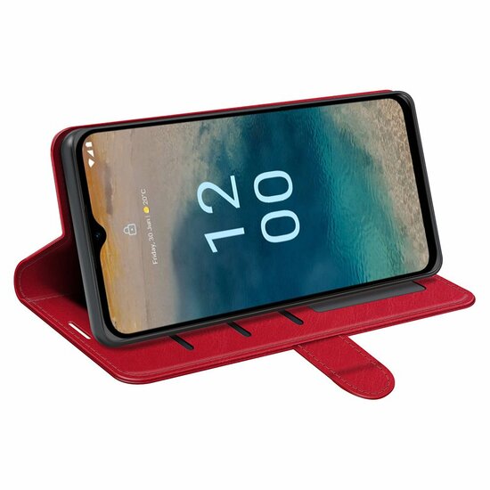 Nokia G22 Hoesje, MobyDefend Wallet Book Case (Sluiting Achterkant), Rood