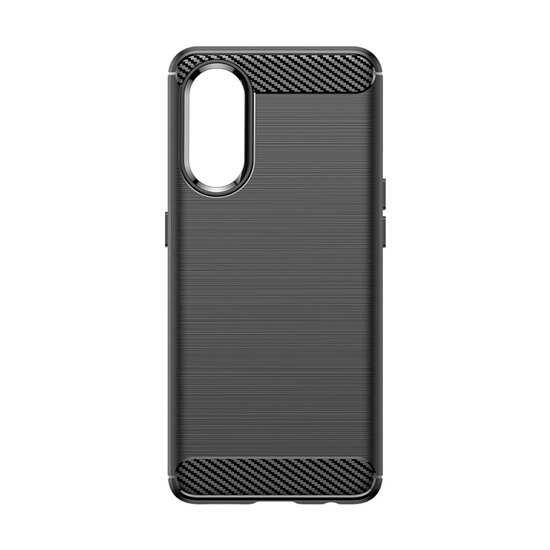 Oppo Reno8 T Hoesje - MobyDefend TPU Backcover - Geborstelde Metaal &amp; Carbon-Look - Zwart