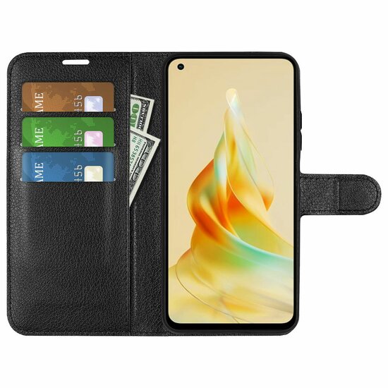 Oppo Reno8 T Hoesje - MobyDefend Kunstleren Wallet Book Case (Sluiting Voorkant) - Zwart