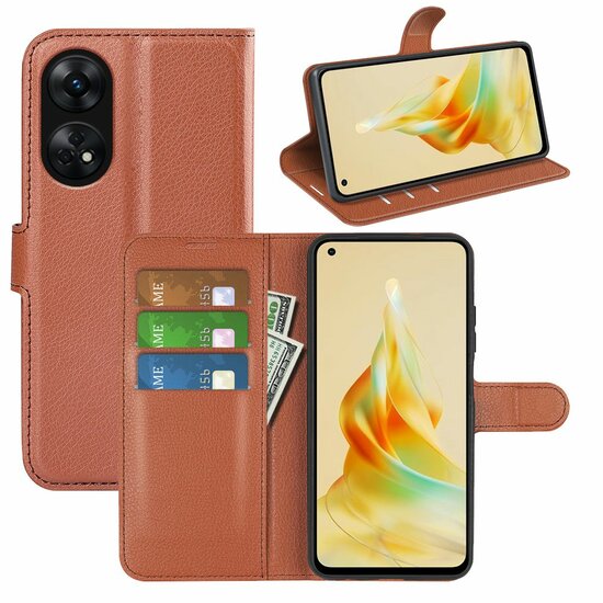 Oppo Reno8 T Hoesje, MobyDefend Kunstleren Wallet Book Case (Sluiting Voorkant), Bruin