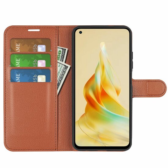 Oppo Reno8 T Hoesje, MobyDefend Kunstleren Wallet Book Case (Sluiting Voorkant), Bruin