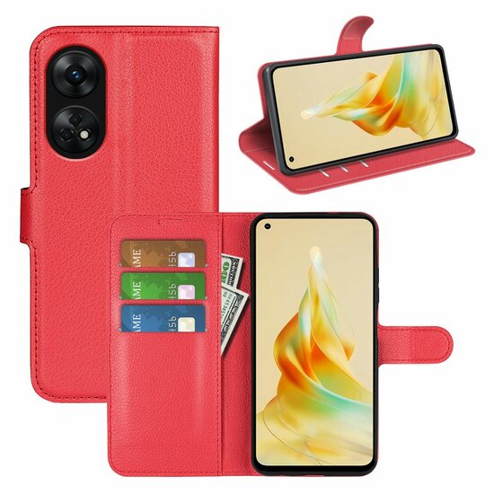 Oppo Reno8 T Hoesje - MobyDefend Kunstleren Wallet Book Case (Sluiting Voorkant) - Rood