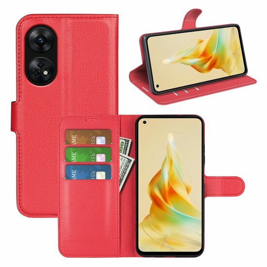 Oppo Reno8 T Hoesje, MobyDefend Kunstleren Wallet Book Case (Sluiting Voorkant), Rood