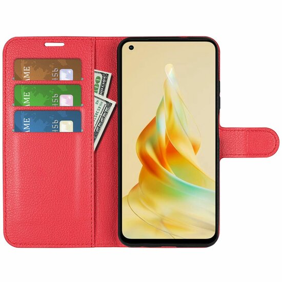 Oppo Reno8 T Hoesje, MobyDefend Kunstleren Wallet Book Case (Sluiting Voorkant), Rood