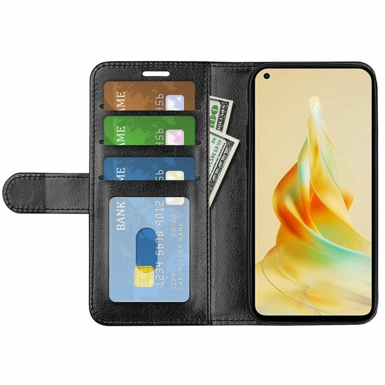 Oppo Reno8 T Hoesje, MobyDefend Wallet Book Case (Sluiting Achterkant), Zwart