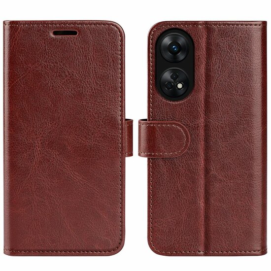 Oppo Reno8 T Hoesje, MobyDefend Wallet Book Case (Sluiting Achterkant), Bruin