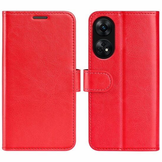 Oppo Reno8 T Hoesje, MobyDefend Wallet Book Case (Sluiting Achterkant), Rood