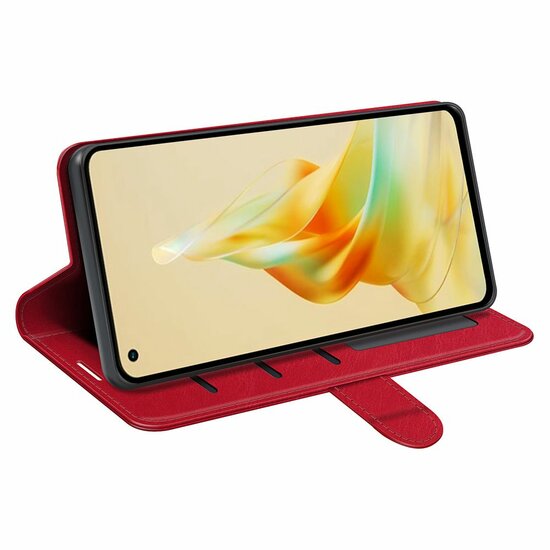 Oppo Reno8 T Hoesje - MobyDefend Wallet Book Case (Sluiting Achterkant) - Rood