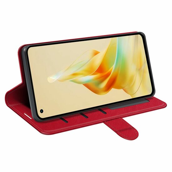 Oppo Reno8 T Hoesje, MobyDefend Wallet Book Case (Sluiting Achterkant), Rood