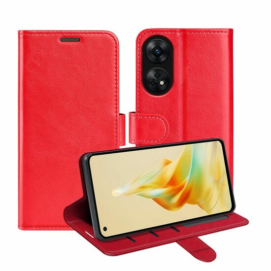 Oppo Reno8 T Hoesje - MobyDefend Wallet Book Case (Sluiting Achterkant) - Rood