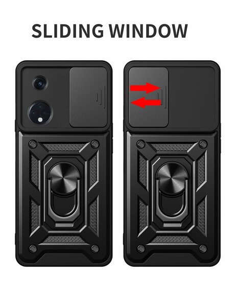 Oppo Reno8 T Hoesje - MobyDefend Pantsercase Met Draaibare Ring - Rood