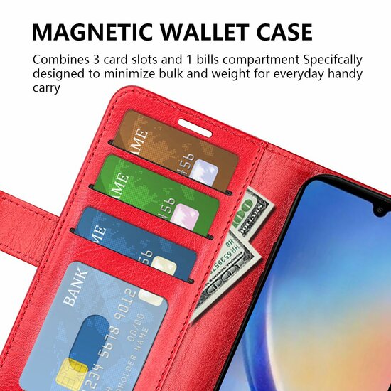 Samsung Galaxy A34 Hoesje, MobyDefend Wallet Book Case (Sluiting Achterkant), Zwart