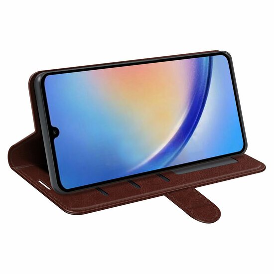 Samsung Galaxy A34 Hoesje - MobyDefend Wallet Book Case (Sluiting Achterkant) - Bruin