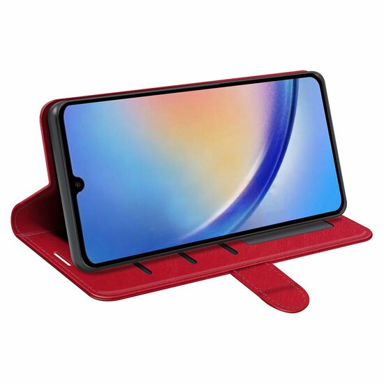 Samsung Galaxy A34 Hoesje - MobyDefend Wallet Book Case (Sluiting Achterkant) - Rood