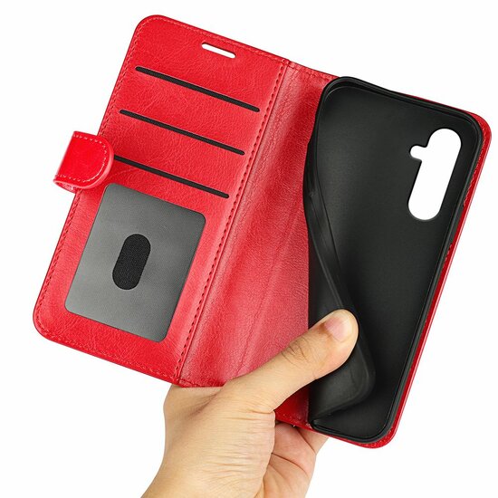 Samsung Galaxy A34 Hoesje - MobyDefend Wallet Book Case (Sluiting Achterkant) - Rood
