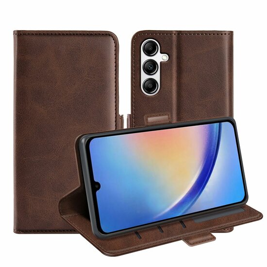 Samsung Galaxy A34 Hoesje - MobyDefend Luxe Wallet Book Case (Sluiting Zijkant) - Bruin