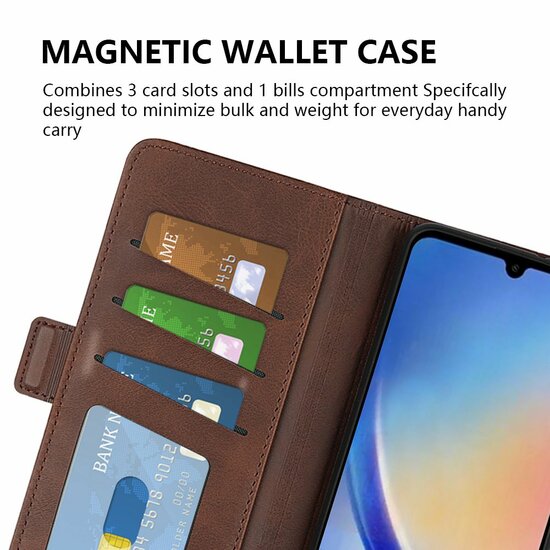 Samsung Galaxy A34 Hoesje - MobyDefend Luxe Wallet Book Case (Sluiting Zijkant) - Lichtbruin
