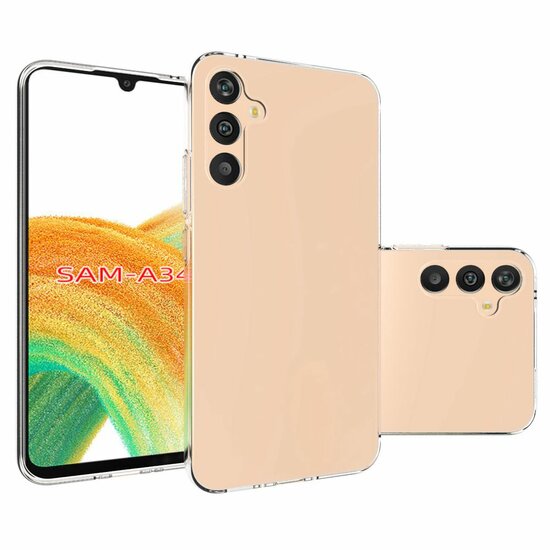 Samsung Galaxy A34 Hoesje - MobyDefend Transparante TPU Backcover - Volledig Doorzichtig