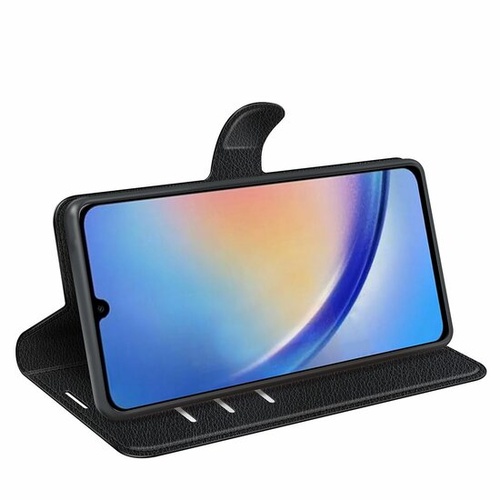 Samsung Galaxy A34 Hoesje - MobyDefend Kunstleren Wallet Book Case (Sluiting Voorkant) - Zwart