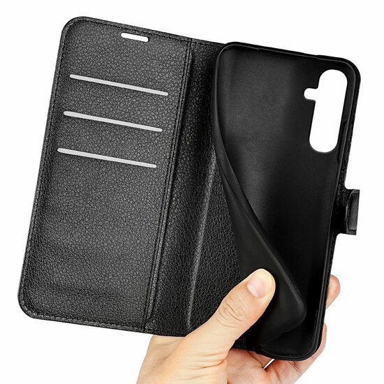 Samsung Galaxy A34 Hoesje, MobyDefend Kunstleren Wallet Book Case (Sluiting Voorkant), Zwart