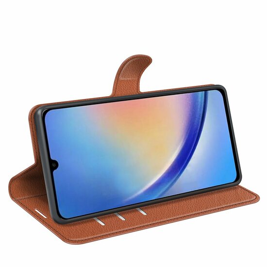 Samsung Galaxy A34 Hoesje - MobyDefend Kunstleren Wallet Book Case (Sluiting Voorkant) - Bruin