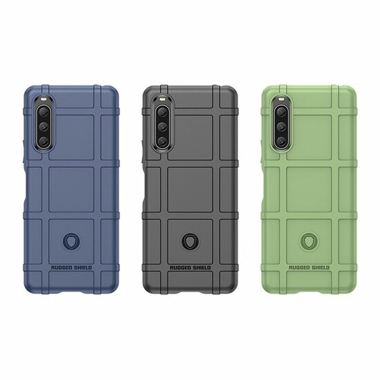 Sony Xperia 10 V Hoesje, Rugged Shield TPU Gelcase, Zwart