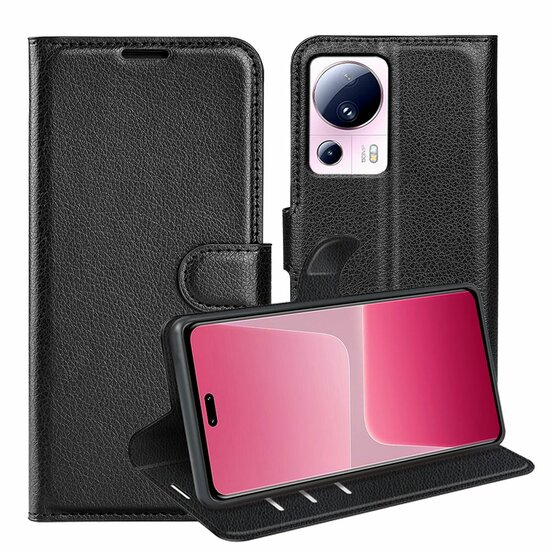 Xiaomi 13 Lite Hoesje, MobyDefend Kunstleren Wallet Book Case (Sluiting Voorkant), Zwart