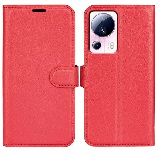 Xiaomi 13 Lite Hoesje, MobyDefend Kunstleren Wallet Book Case (Sluiting Voorkant), Rood