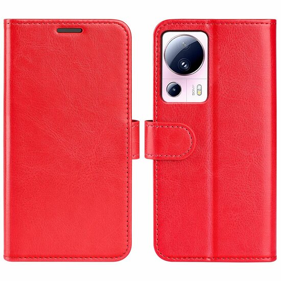 Xiaomi 13 Lite Hoesje, MobyDefend Wallet Book Case (Sluiting Achterkant), Rood