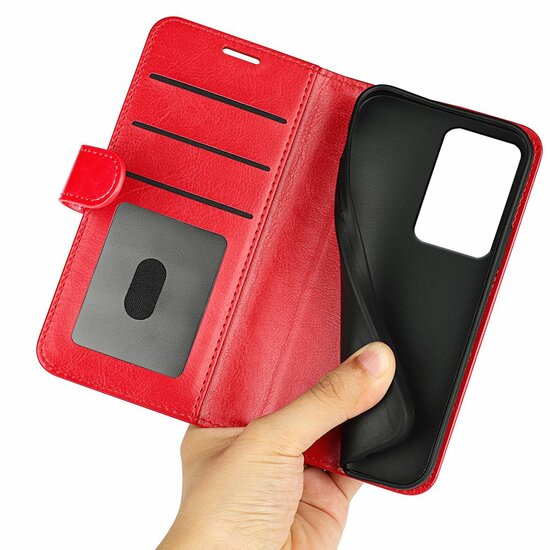 Xiaomi 13 Lite Hoesje, MobyDefend Wallet Book Case (Sluiting Achterkant), Rood