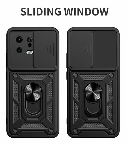 Xiaomi 13 Lite Hoesje - MobyDefend Pantsercase Met Draaibare Ring - Goud