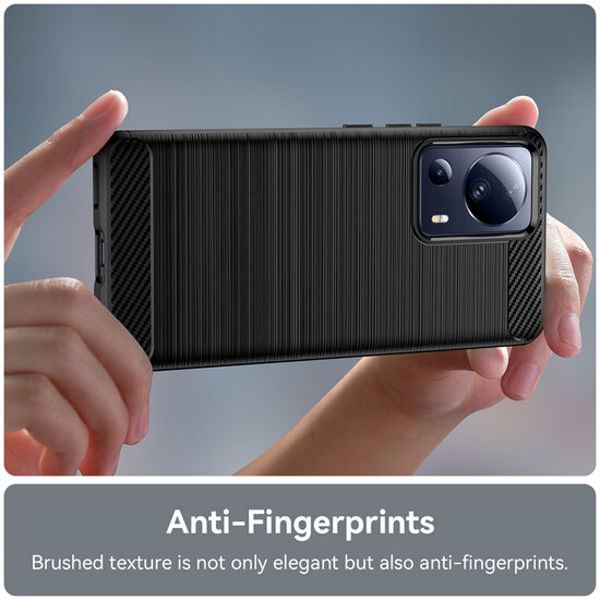 Xiaomi 13 Lite Hoesje - MobyDefend TPU Backcover - Geborstelde Metaal &amp; Carbon-Look - Rood