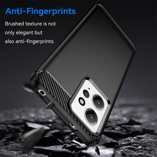 Xiaomi Redmi Note 12 4G Hoesje - MobyDefend TPU Backcover - Geborstelde Metaal &amp; Carbon-Look - Blauw