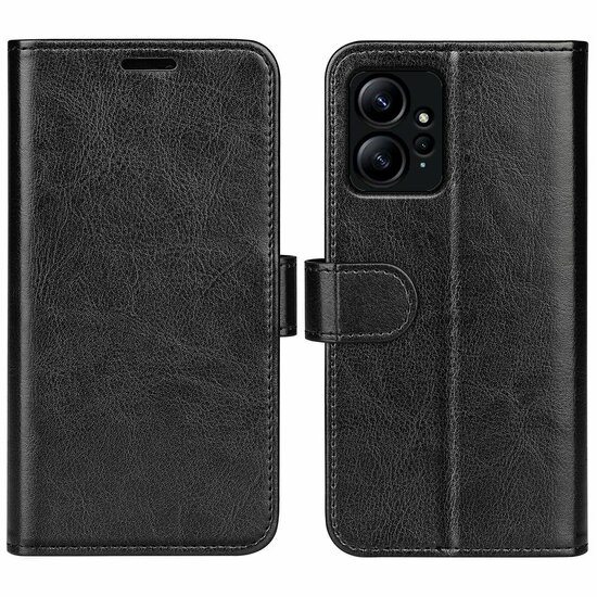 Xiaomi Redmi Note 12 4G Hoesje, MobyDefend Wallet Book Case (Sluiting Achterkant), Zwart